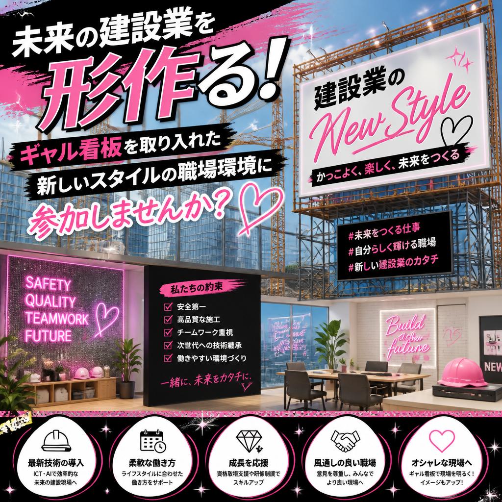 未来の建設業を形作る！ギャル看板を取り入れた新しいスタイルの職場環境に参加しませんか？